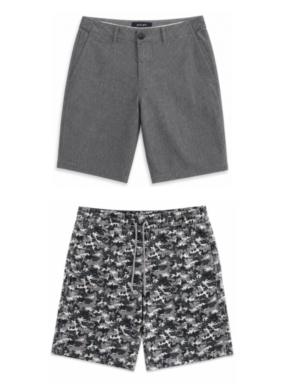 2 Piece Flat Front Shorts - Kolby Grey & FairPlay Digital Camo – Size 32 GUC